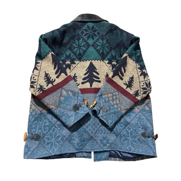 Katy D Kathryn Deene Blanket Coat Toggle Wool Blend Mountain Print Sz 22/24 - Picture 13 of 14